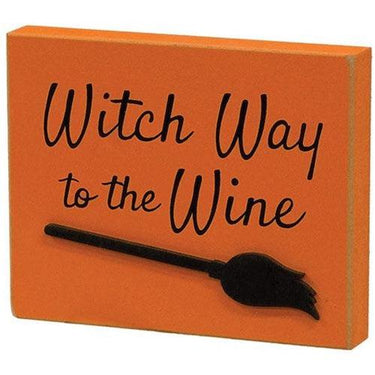 Witch Way to the Wine Block Sign - The Fox Decor